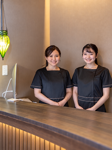 LUX Spa welcoming reception desk and therapists